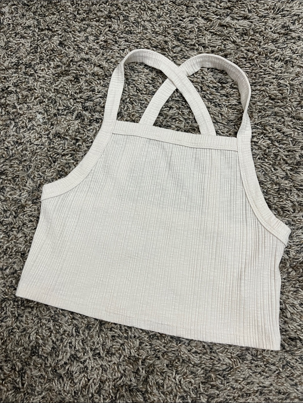 Ribbed Knit Cropped Tank Top white clean girl cross back